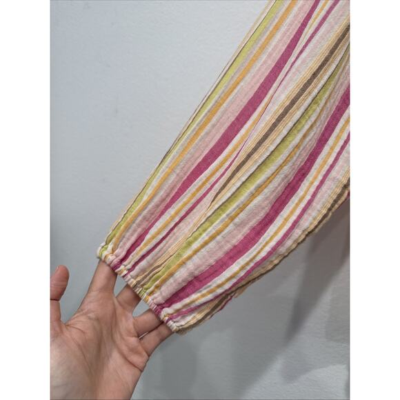 Old Navy Striped Peasant Top Women’s Size Medium Multi Color Gauze 100% Cotton - Picture 5 of 8